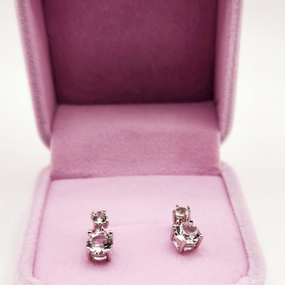 Dual Crystal 925 Silver earrings - Picture 2 of 8